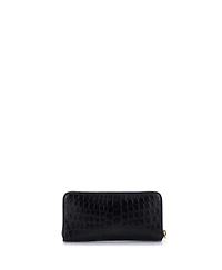 Pre-Owned Saint Laurent Long Tiny Classic Monogram Zip Around Wallet Embossed Leather