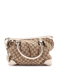 Pre-Owned Gucci Medium Sukey Top Handle Satchel Gg Canvas with Leather