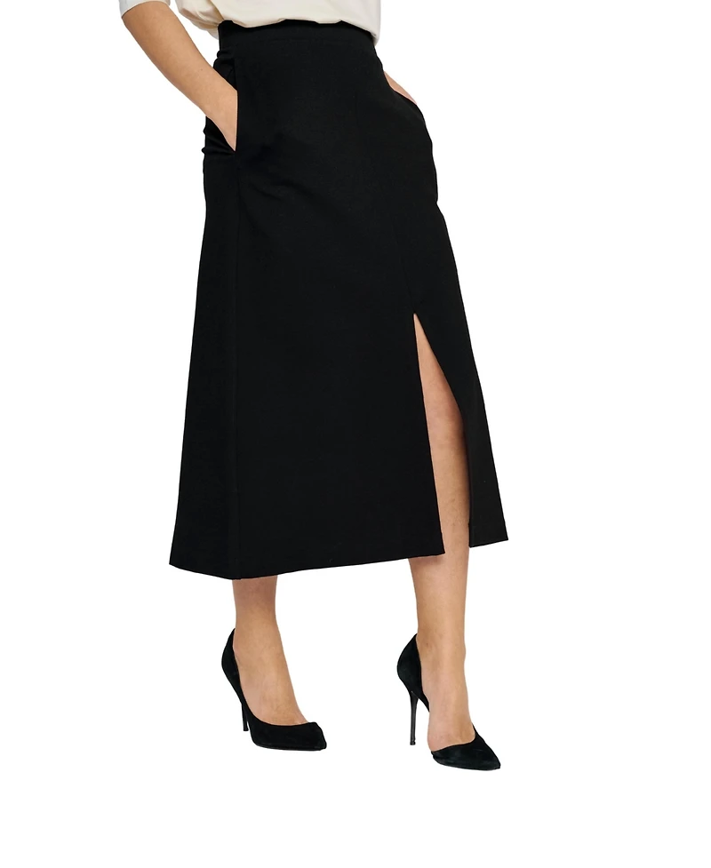 Residus Women's Amine High-Waisted A-Line Midi Skirt