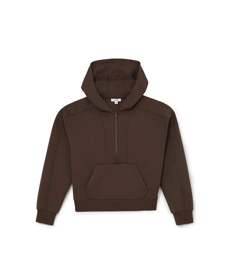 Reiss Women's Lockie Premium Interlock Half-Zip Hoodie