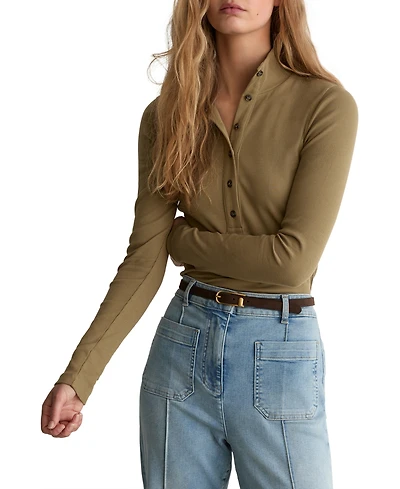 Reiss Women's Ida Cotton-Stretch Funnel-Neck Top