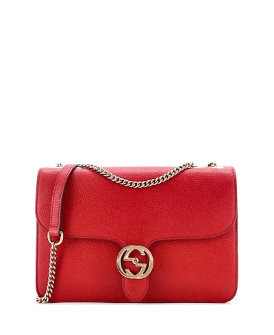 Pre-Owned Gucci Medium Interlocking Shoulder Bag Leather