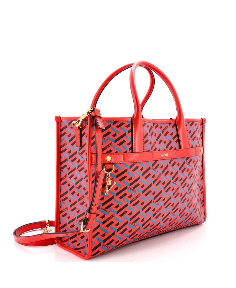 Pre-Owned Versace Medium Top Handle Tote La Greca Signature Coated Canvas