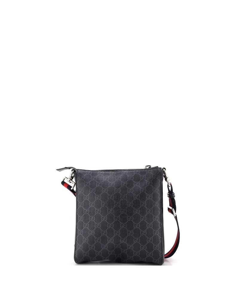 Pre-Owned Gucci Small Web Strap Front Zip Messenger Bag Gg Coated Canvas