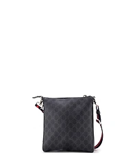 Pre-Owned Gucci Small Web Strap Front Zip Messenger Bag Gg Coated Canvas