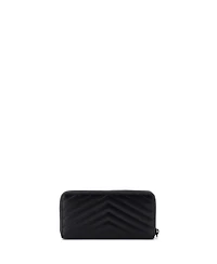Pre-Owned Saint Laurent Classic Monogram Zip Around Wallet Matelasse Chevron Leather