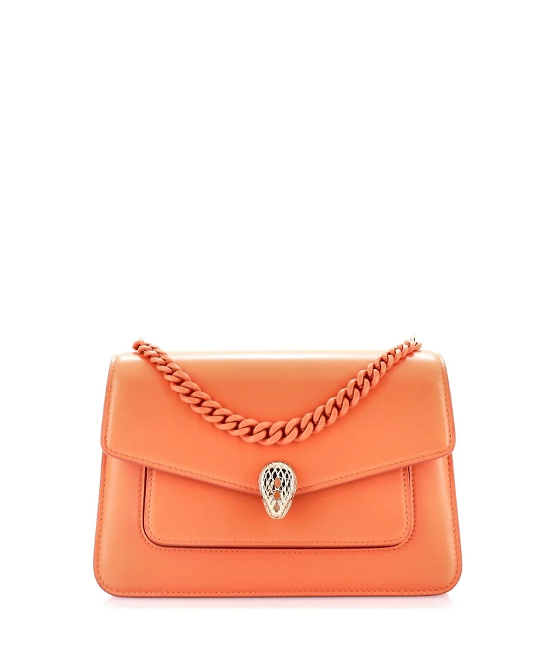 Pre-Owned Bvlgari Small Serpenti Forever Maxi Chain Crossbody Bag Leather