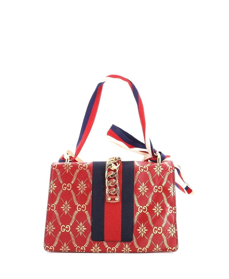 Pre-Owned Gucci Small Sylvie Shoulder Bag Printed Leather