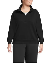 Lands' End Plus Serious Sweats Relaxed Quarter Zip Pullover Sweatshirt