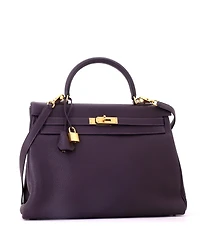 Pre-Owned Hermes Kelly 35 Handbag Purple Togo with Gold Hardware