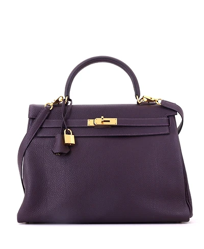 Pre-Owned Hermes Kelly 35 Handbag Purple Togo with Gold Hardware