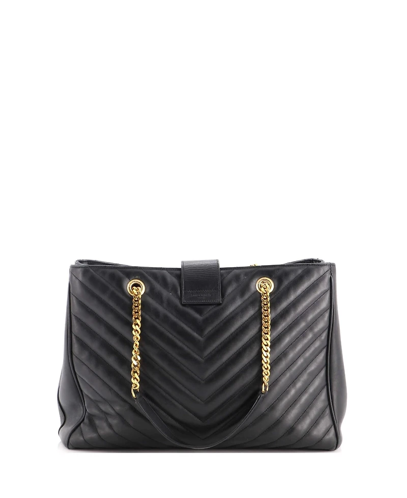 Pre-Owned Saint Laurent Large Classic Monogram Shopper Matelasse Chevron Leather