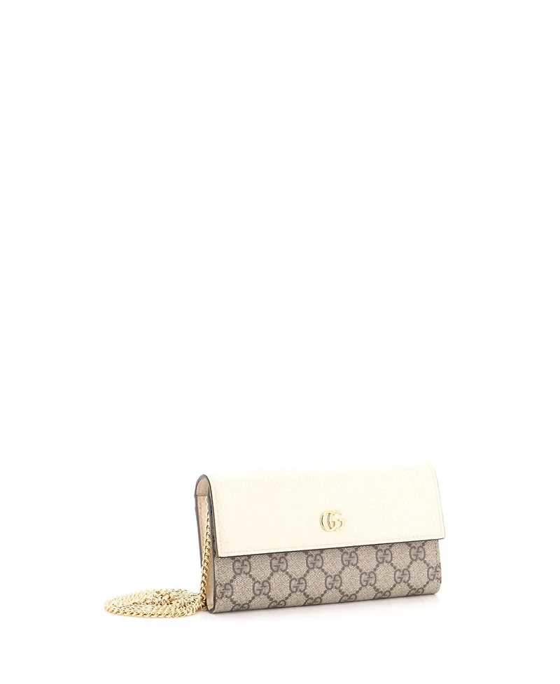 Pre-Owned Gucci Gg Marmont Continental Chain Wallet Gg Coated Canvas and Leather