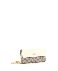 Pre-Owned Gucci Gg Marmont Continental Chain Wallet Gg Coated Canvas and Leather