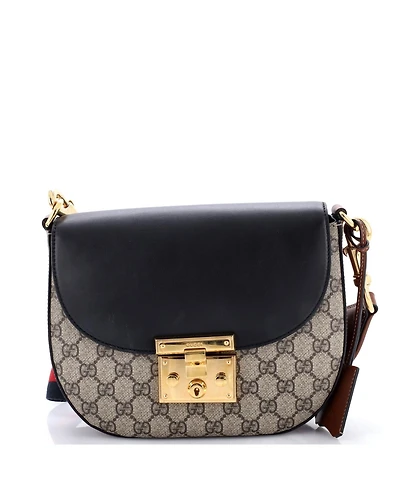 Pre-Owned Gucci Padlock Saddle Shoulder Bag Gg Coated Canvas and Leather