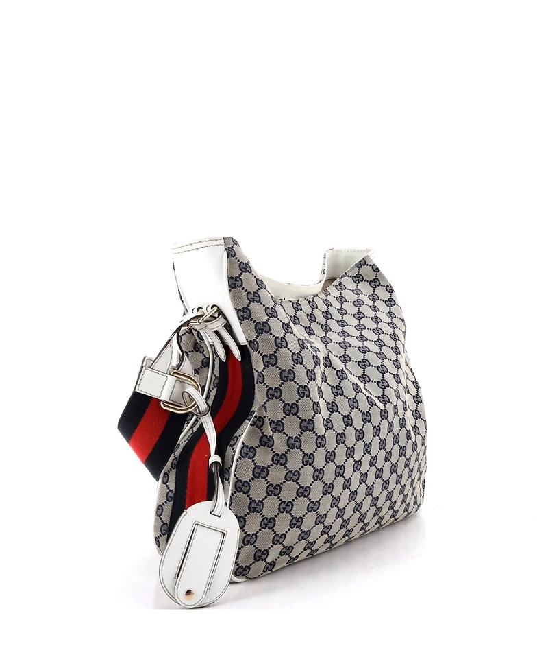 Pre-Owned Gucci Medium Heritage Web Hobo Gg Canvas