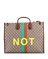 Pre-Owned Gucci Large Fake/Not Convertible Open Tote Printed Gg Coated Canvas