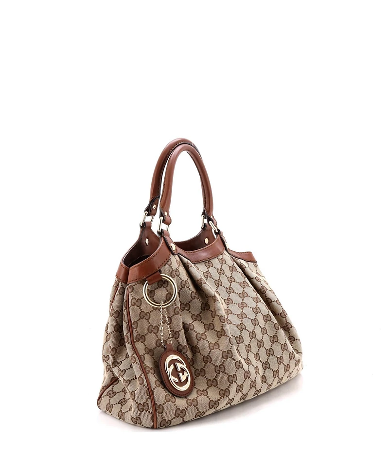 Pre-Owned Gucci Medium Sukey Tote Gg Canvas with Leather