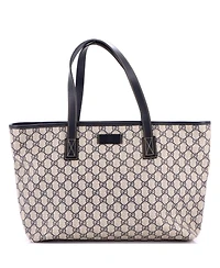 Pre-Owned Gucci Medium Plus Tote Gg Coated Canvas with Leather