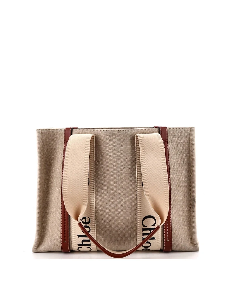 Pre-Owned Chloe Medium Woody Tote Canvas with Leather