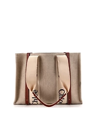 Pre-Owned Chloe Medium Woody Tote Canvas with Leather