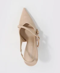 Carlee Croc Embossed Pointed Toe Slingback Stiletto Pumps