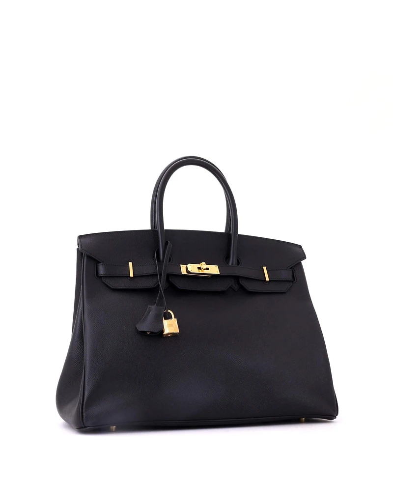 Pre-Owned Hermes Birkin 35 Handbag Black Epsom with Gold Hardware