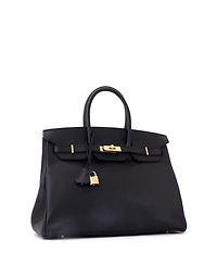 Pre-Owned Hermes Birkin 35 Handbag Black Epsom with Gold Hardware