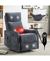Streamdale Furniture Heat Massage Rocking Swivel Fabric Recliner Chair