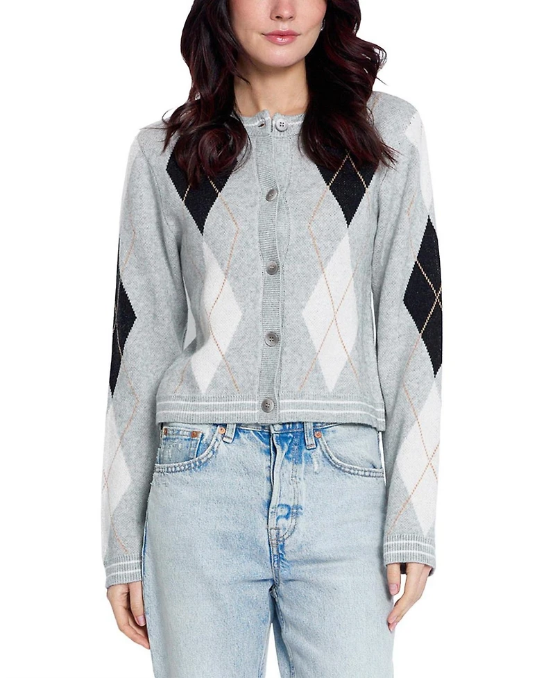 Central Park West Women's Astrid Fitted Argyle Cardigan