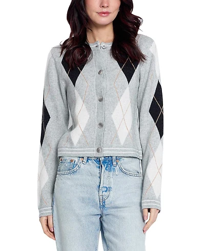 Central Park West Women's Astrid Fitted Argyle Cardigan