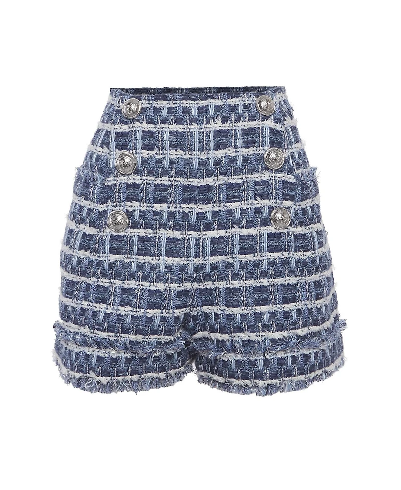 Pre-Owned Balmain Women's High-Waisted Tweed Shorts, 7" Inseam