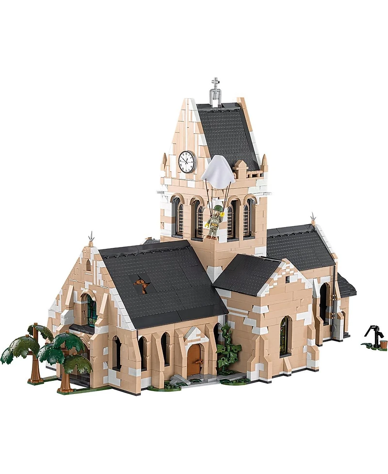 Cobi Historical Collection Sainte-Mere-Eglise Church 2,280-Piece Stained-Glass Building Set, Ages 11+