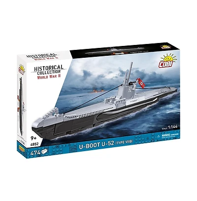 Cobi Historical Collection Wwii German Submarine Type Viib (U-Boat U-52) 474-Piece Building Set, Ages 9+