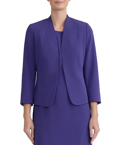 Kasper Women's 3/4-Sleeve Open-Front Collarless Cardigan Blazer