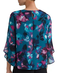 Kasper Women's Crewneck Ruffle-Sleeve Blouse