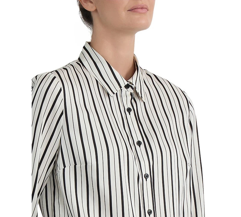 Kasper Women's Collared Button-Front Long-Sleeve Blouse