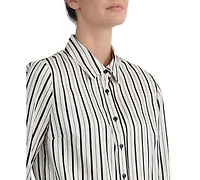Kasper Women's Collared Button-Front Long-Sleeve Blouse