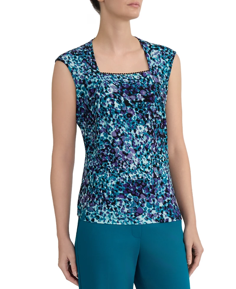 Kasper Women's Square-Neck Cap-Sleeve Top