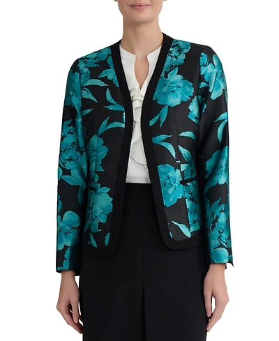 Kasper Women's Collarless Printed Cardigan Jacket