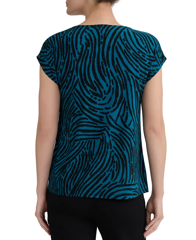 Kasper Women's Printed Diamond-Neck Blouse