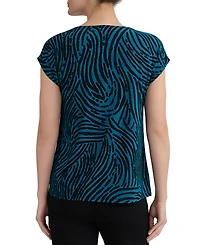 Kasper Women's Printed Diamond-Neck Blouse