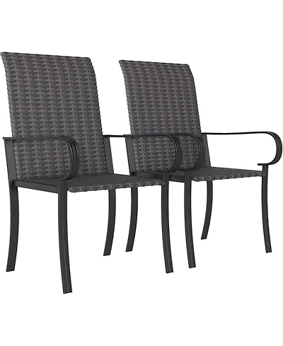 Cushry Set of 2 Outdoor Wicker Dining Chairs