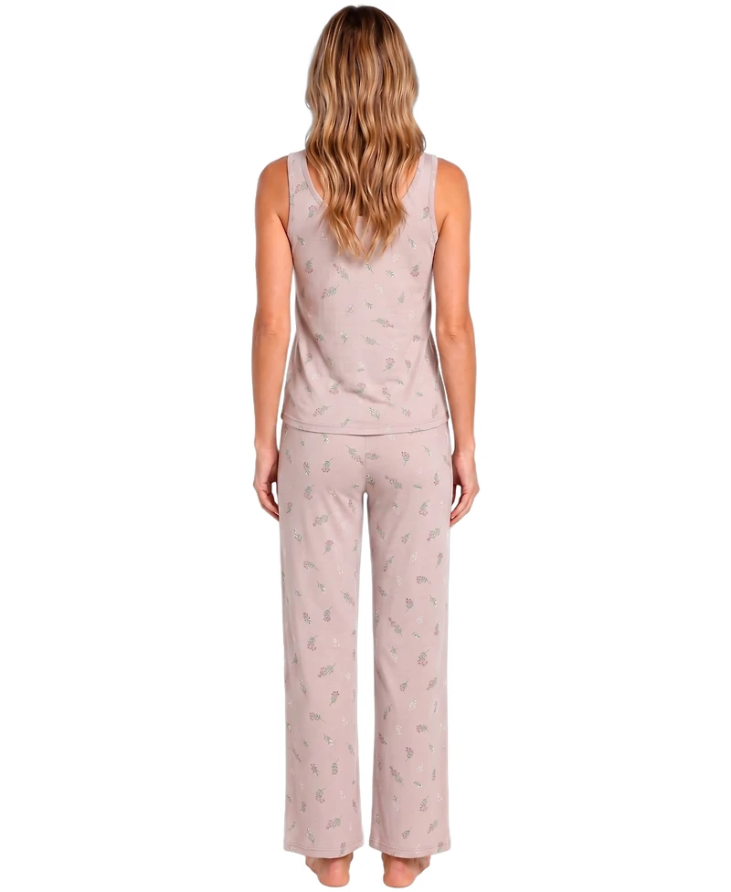 Sincerely Jules Women's Sleeveless Scoop-Neck Pointelle Tank and Pants, 2-Piece Set