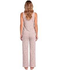 Sincerely Jules Women's Sleeveless Scoop-Neck Pointelle Tank and Pants, 2-Piece Set