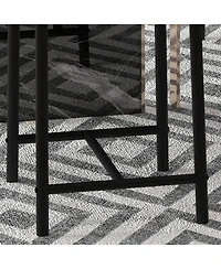 Bar Stools Set of 4, Black Bar Stools Set of 4 with X-Shaped Backrest and Metal Footrest, Metal Bar Stools Set of 4, Barstools Set of 4 for Dining Roo