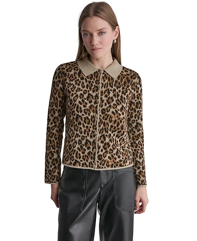 Bcbg Women's Leopard-Print Button-Front Fitted Cardigan