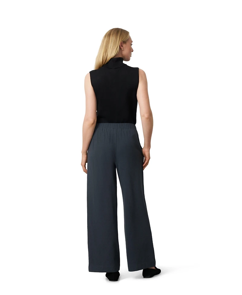 Cable & Gauge Women's Pleated Wide-Leg Pull-On Pants