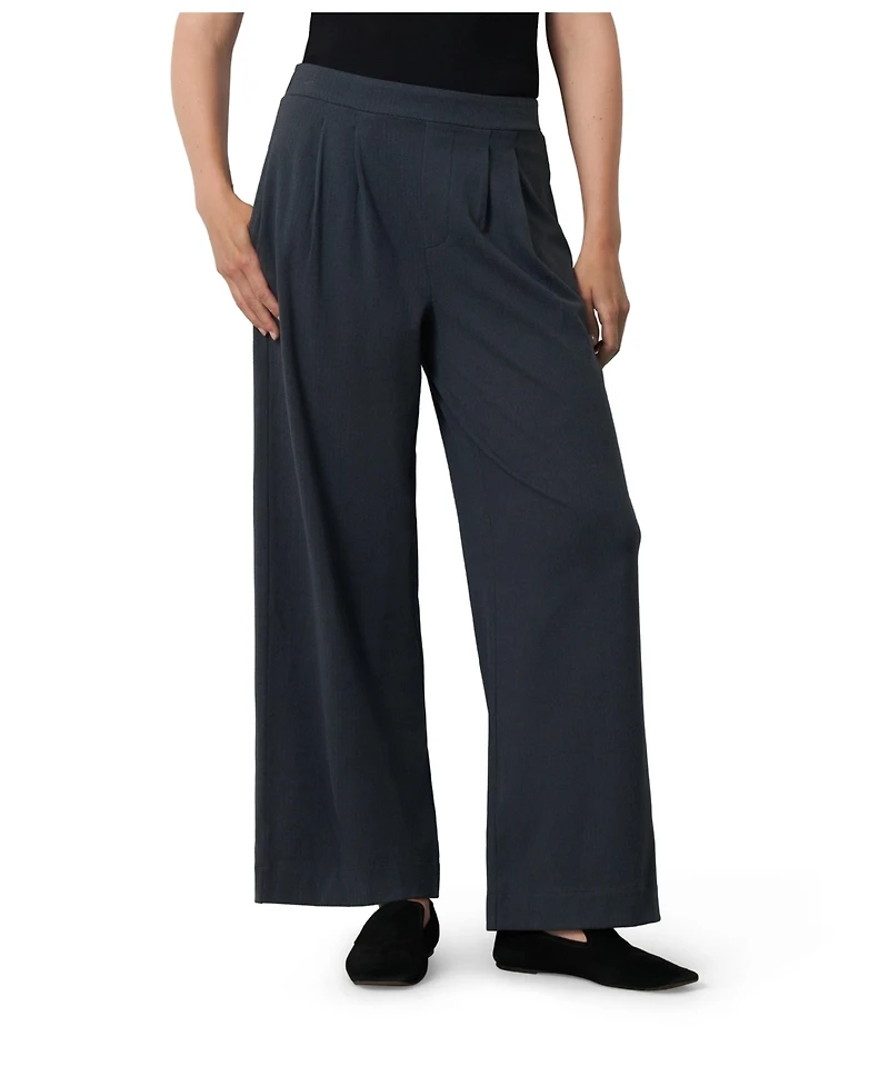 Cable & Gauge Women's Pleated Wide-Leg Pull-On Pants