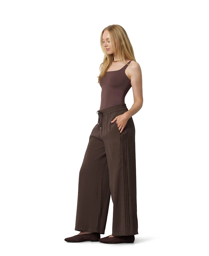 Cable & Gauge Women's High-Rise Wide-Leg Drawstring Pants